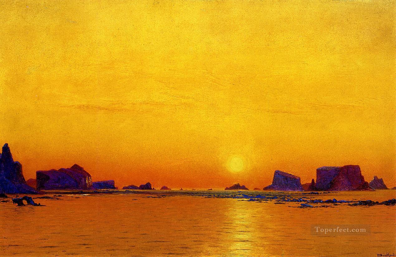 Ice Floes under the Midnight Sun seascape William Bradford Oil Paintings